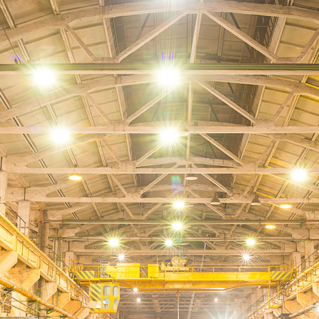 2er-Pack LED-Highbay, Hallenstrahler rund, grau, 100 W, 10000 lm, CCT 3000-6500 K (warm-, neutral-, kaltweiß), IP65.