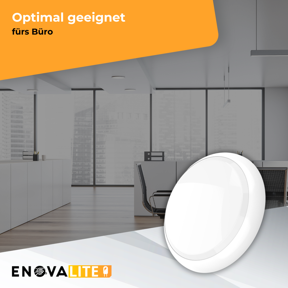 LED-Notstrom Deckenleuchte, mit Fernbedienung, Bewegungsmelder, 8 h Notlicht, 18 W, 1800 lm, 3000-6000 K (warm-, neutral-, kaltweiß), IP65, IK09, Gruppensteuerungsfunktion.