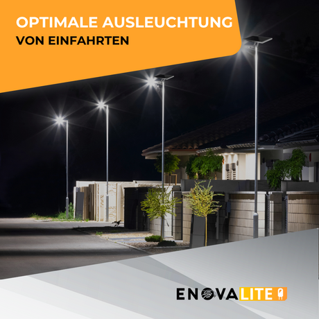 Solar-Straßenleuchte PRO, Parkplatzleuchte, 40W PV, 5200lm, 6500K, IP65.