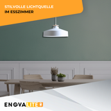 Elegante Pendelleuchte in Weiß  inkl E27-Filamentleuchtmittel, 7W/700lm, 2700K/warmweiß, Milchglas, runde Form, aus Stahl, E27-Fassung, IP20, Ø40 cm