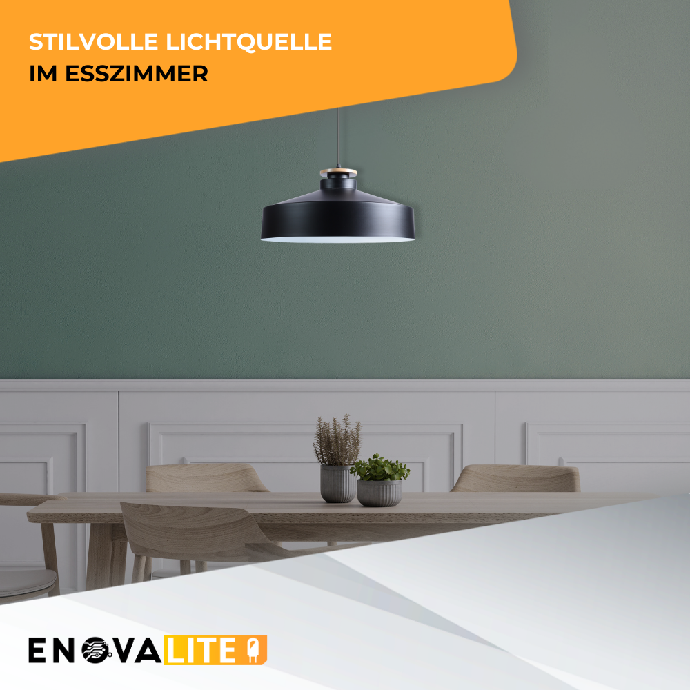 Elegante Pendelleuchte in Schwarz inkl E27-Filamentleuchtmittel, 7W/700lm, 2700K/warmweiß, runde Form, aus Stahl, E27-Fassung, IP20, Ø40 cm