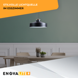 Elegante Pendelleuchte in Schwarz inkl E27-Filamentleuchtmittel, 7W/700lm, 2700K/warmweiß, Milchglas,runde Form, aus Stahl, E27-Fassung, IP20, Ø40 cm