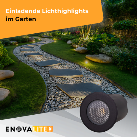 6er Set LED Bodeneinbaustrahler, Ø 65 x 80 mm, 5 W, 300 lm, 3000 K (warmweiß), schwarz, Aluminiumdruckguss, EPISTAR.