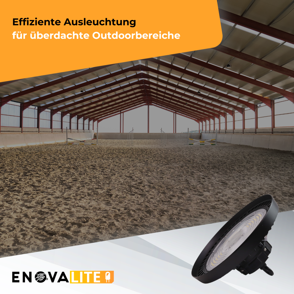 LED-HighBay, UFO, 200 W, 5000 K (neutralweiß), 34000 lm, IP65, LIFUD Netzteil, dimmbar, hohe Energieeffizienz | Lichttechnik24.de.