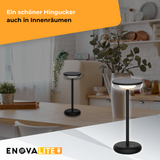 LED-Tischleuchte mit Akku, Solar- und Netzbetrieb, dimmbar, 2700 K (warmweiß), bis zu 48 h Leuchtzeit, IP44, wiederaufladbar, USB-C, In- und Outdoor