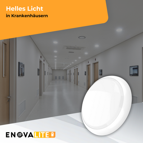 LED-Notstrom Deckenleuchte, mit 8 h Notlicht, 18 W, 1800 lm, 3000-6000 K (warm-, neutral-, kaltweiß) IP65, IK09.