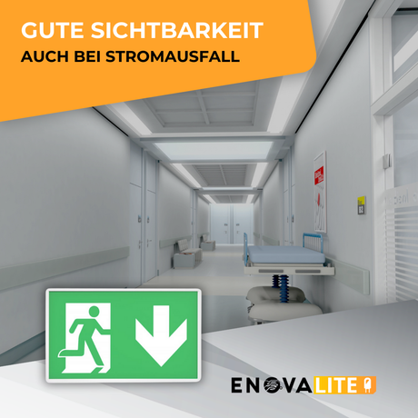 4er Pack LED-Fluchtwegleuchte, Notausgang mit Notstromeinheit, Anti Panik Licht, TEST-Funktion, Wandmontage.
