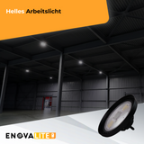 LED-HighBay, UFO, Leistung und Lichtfarbe einstellbar, 100/150/200 W, 3500-5500 K, 14000-28000 lm, IP65, LIFUD, 0-10V dimmbar, 9-in-1 Leuchte, energieeffizient