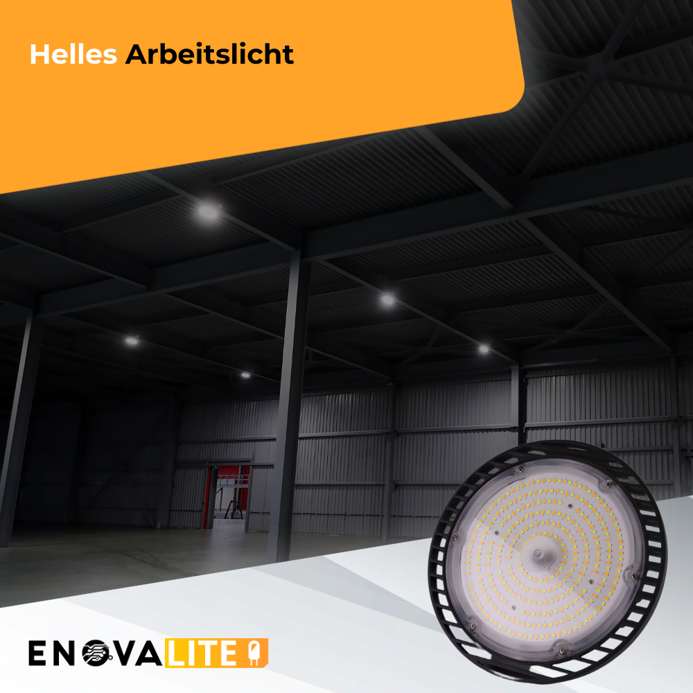 LED-HighBay, UFO, einstellbare Leistung und Lichtfarbe, 60/80/100W, 3000/4000/6500K, 9600-16000 lm, 160lm/W, IP65, LIFUD Netzteil