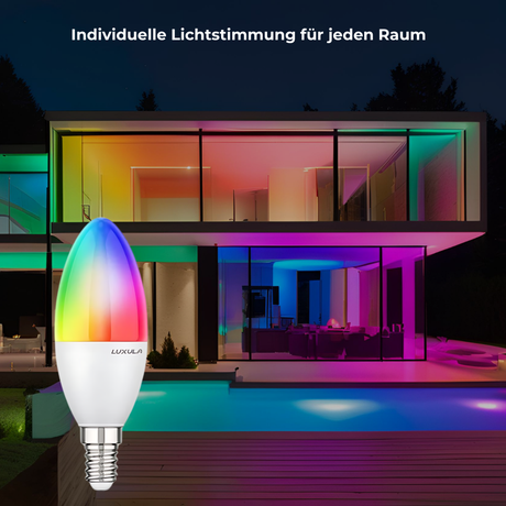 LED RGB+CCT Leuchtmittel, E14, Kerze B37, 5W, 464lm, SMART, Tuya App steuerbar, Kerze.