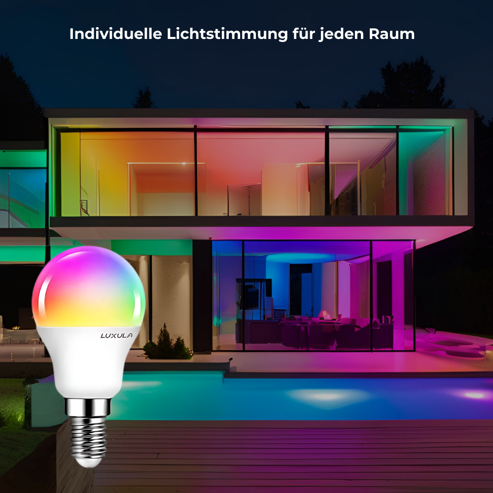 LED RGB+CCT Leuchtmittel, E14, 5W, 454lm, SMART, Tuya App steuerbar, Minibulb