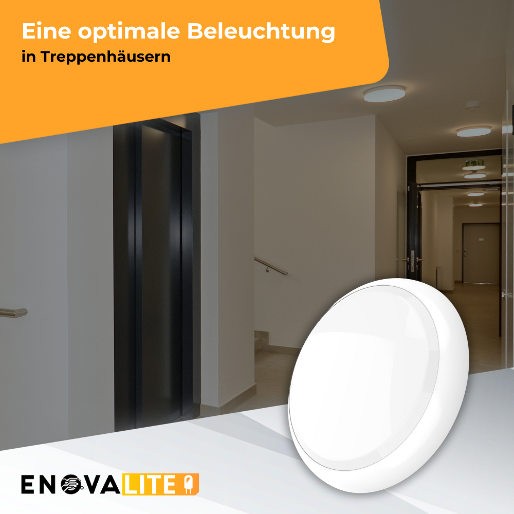 LED-Notstrom Deckenleuchte, mit Fernbedienung, Bewegungsmelder, 8 h Notlicht, 18 W, 1800 lm, 3000-6000 K (warm-, neutral-, kaltweiß), IP65, IK09, Gruppensteuerungsfunktion