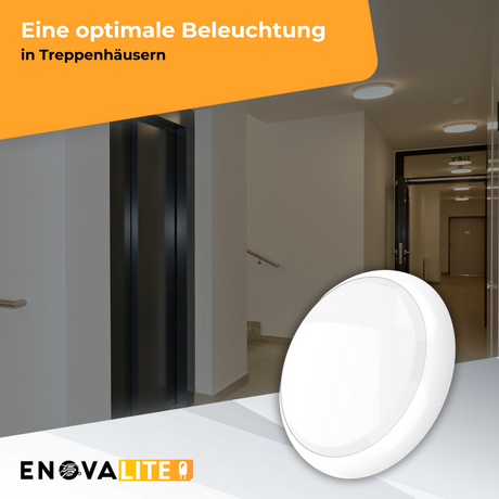 LED-Notstrom Deckenleuchte, mit Bewegungsmelder, 8 h Notlicht, 18 W, 1800 lm, 3000-6000 K (warm-, neutral-, kaltweiß), IP65, IK09, Gruppensteuerungsfunktion.