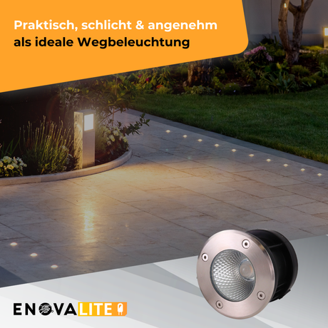 4er Set LED Bodeneinbaustrahler, 7 W, 490 lm, 3000 K (warmweiß), Chromoptik, Edelstahl und Aluminiumdruckguss, EPISTAR.