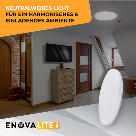 LED Aufbauleuchte, 18W, 1880 lm, 4000K, ø220x50mm, IP54.