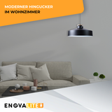 Elegante Pendelleuchte in Schwarz inkl E27-Filamentleuchtmittel, 7W/700lm, 2700K/warmweiß, Milchglas,runde Form, aus Stahl, E27-Fassung, IP20, Ø40 cm