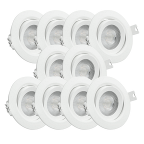 10er Set LED CCT Downlight schwenkbar, 7W, 718lm, 38°, IP44, 3000K-4000K-6000K einstellbar.