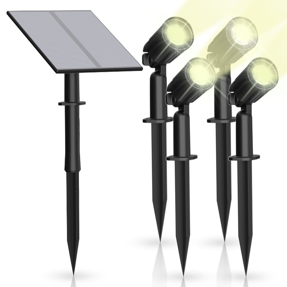 4er Set Solar Gartenstrahler, Gartenspots, 3 Lichtmodi, 5W, 90lm, 3000K, mit Erdspieß