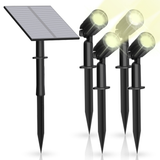 4er Set Solar Gartenstrahler, Gartenspots, 3 Lichtmodi, 5W, 90lm, 3000K, mit Erdspieß | Lichttechnik24.de.