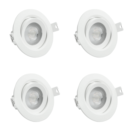 4er Set LED CCT Downlight schwenkbar, 7W, 718lm, 38°, IP44, 3000K-4000K-6000K einstellbar