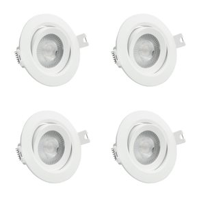 4er Set LED CCT Downlight schwenkbar, 7W, 718lm, 38°, IP44, 3000K-4000K-6000K einstellbar.