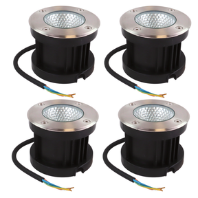 4er Set LED Bodeneinbaustrahler, 7 W, 490 lm, 3000 K (warmweiß), Chromoptik, Edelstahl und Aluminiumdruckguss, EPISTAR.