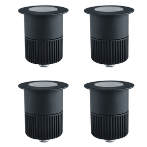 4er Set LED Bodeneinbaustrahler, Ø 65 x 80 mm, 5 W, 300 lm, 3000 K (warmweiß), schwarz, Aluminiumdruckguss, EPISTAR.