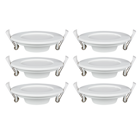 6er Set LED CCT Downlight, dimmbar, 18W, 1880lm, ø220x32mm, 3000-4000-6000K einstellbar, mit Diffusor, IP44, rund.