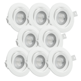 8er Set LED CCT Downlight schwenkbar, 7W, 718lm, 38°, IP44, 3000K-4000K-6000K einstellbar