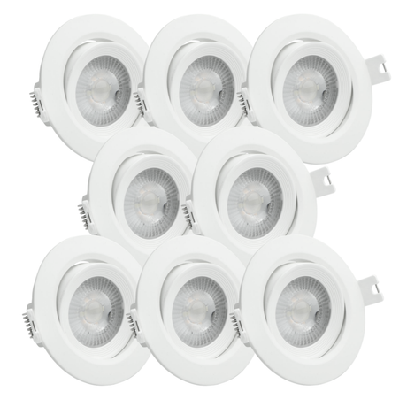 8er Set LED CCT Downlight schwenkbar, 7W, 718lm, 38°, IP44, 3000K-4000K-6000K einstellbar