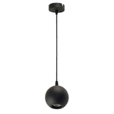 LED-Pendelleuchte GLOBE, in Schwarz, aus Alu und Stahl, 1-flammig, GU10-Fassung, IP20, Ø10cm