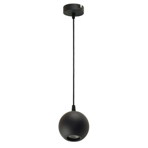 Pendelleuchte GLOBE, in Schwarz, aus Alu und Stahl, 1-flammig, GU10-Fassung, IP20, Ø10cm.