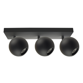 Deckenspot GLOBE, in Schwarz, aus Alu und Stahl, 3-flammig, GU10-Fassung, IP20, Ø10cm.