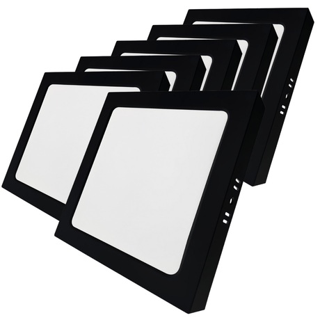 LED Aufbauleuchte in Schwarz, 6 W, 230 V, IP44-geschützt, 600 lm, Lichtfarbe einstellbar, 112x26 mm, Deckenleuchte mit Diffusor, Badezimmerlampe