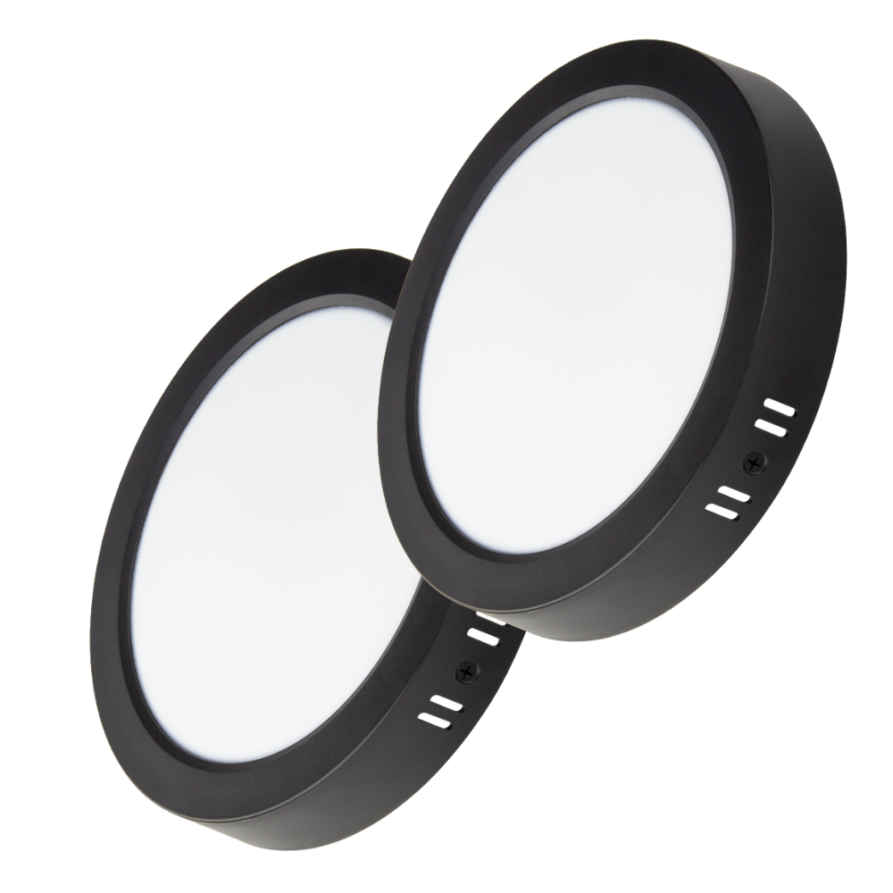 LED Aufbauleuchte in Schwarz, 18 W, 230 V, IP44-geschützt, 1800 lm, Lichtfarbe einstellbar, Ø224x35 mm, Deckenleuchte mit Diffusor, Badezimmerlampe