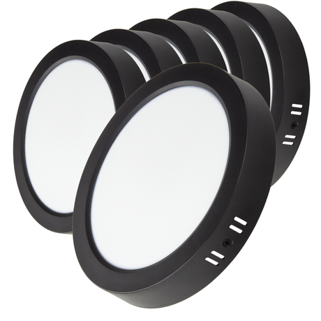 LED Aufbauleuchte in Schwarz, 24 W, 230 V, IP44-geschützt, 2400 lm, Lichtfarbe einstellbar, Ø229x34 mm, Deckenleuchte mit Diffusor, Badezimmerlampe