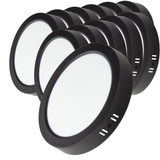 LED Aufbauleuchte in Schwarz, 6W, 230 V, IP44-geschützt, 600 lm, Lichtfarbe einstellbar, Ø109x28 mm, Deckenleuchte mit Diffusor, Badezimmerlampe