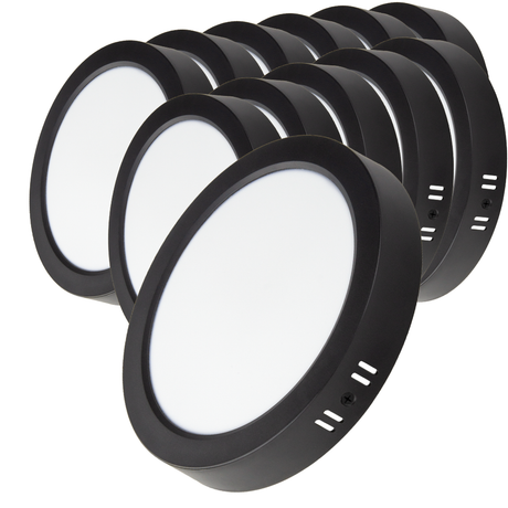 LED Aufbauleuchte in Schwarz, 24 W, 230 V, IP44-geschützt, 2400 lm, Lichtfarbe einstellbar, Ø229x34 mm, Deckenleuchte mit Diffusor, Badezimmerlampe