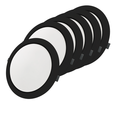 LED Einbauleuchte in Schwarz, 12 W, 230 V, IP44-geschützt, 1200 lm, Lichtfarbe einstellbar, Ø173x26 mm, Einbaustrahler mit Diffusor, Badezimmer Deckenleuchte