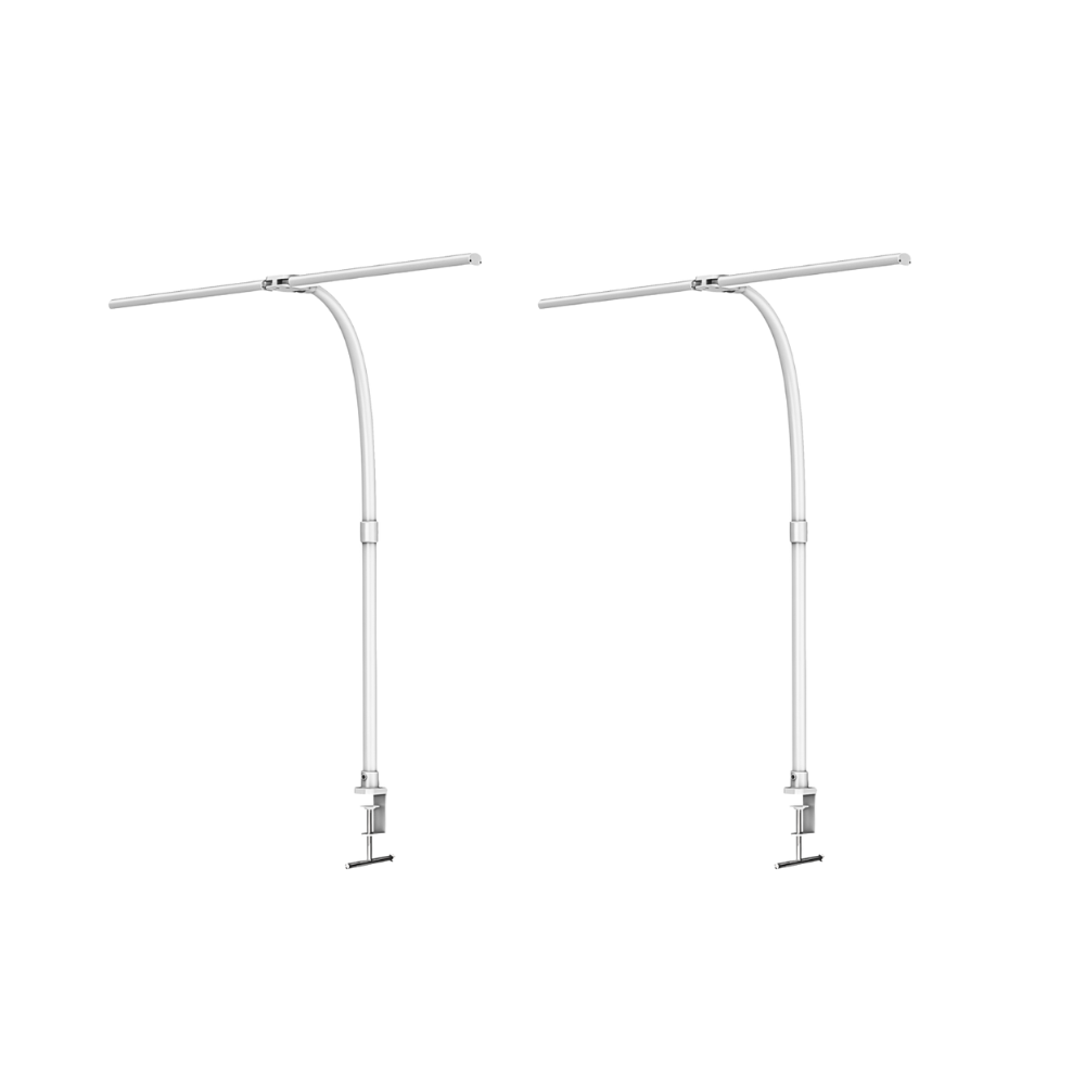 2er Pack LED-Schreibtischlampe, Doppelkopf, weiß, dimmbar, 5 Farbtemperaturstufen, 24 W, 800 lm, klemm- und verstellbare Monitorlampe