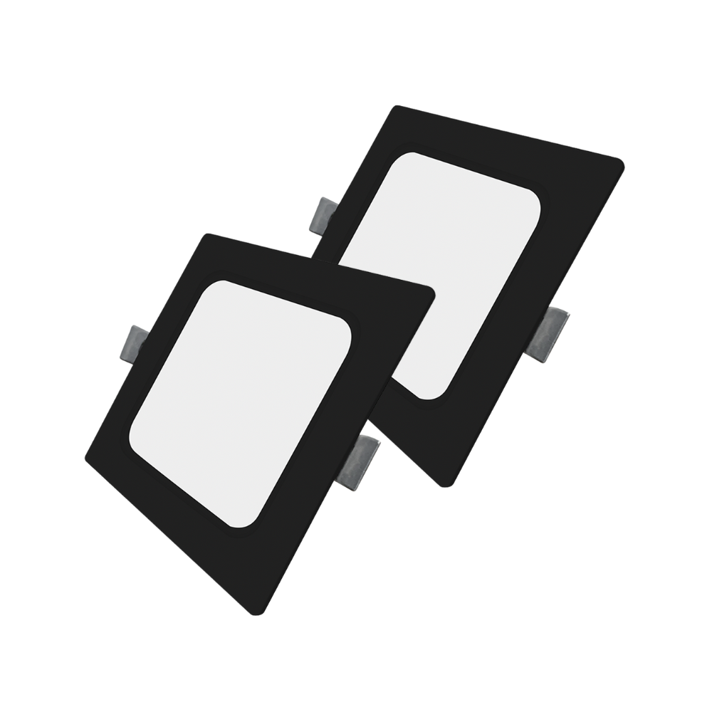 LED Einbauleuchte in Schwarz, 6 W, 230 V, IP44-geschützt, 600 lm, Lichtfarbe einstellbar, 119x26 mm, Einbaustrahler mit Diffusor, Badezimmer Deckenleuchte