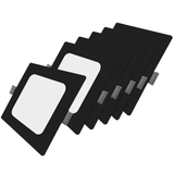 LED Einbauleuchte in Schwarz, 12 W, 230 V, IP44-geschützt, 1200 lm, Lichtfarbe einstellbar, 173x26 mm, Einbaustrahler mit Diffusor, Badezimmer Deckenleuchte