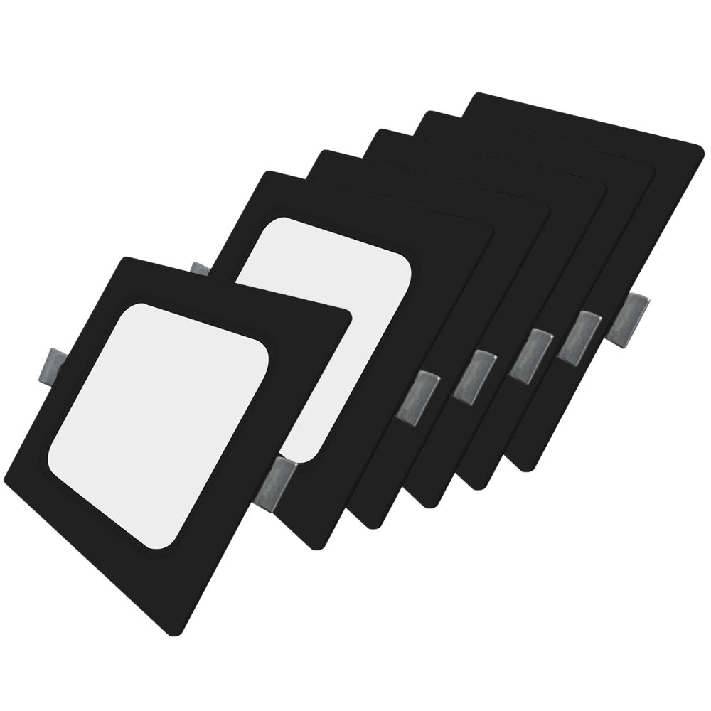 LED Einbauleuchte in Schwarz, 6 W, 230 V, IP44-geschützt, 600 lm, Lichtfarbe einstellbar, 119x26 mm, Einbaustrahler mit Diffusor, Badezimmer Deckenleuchte