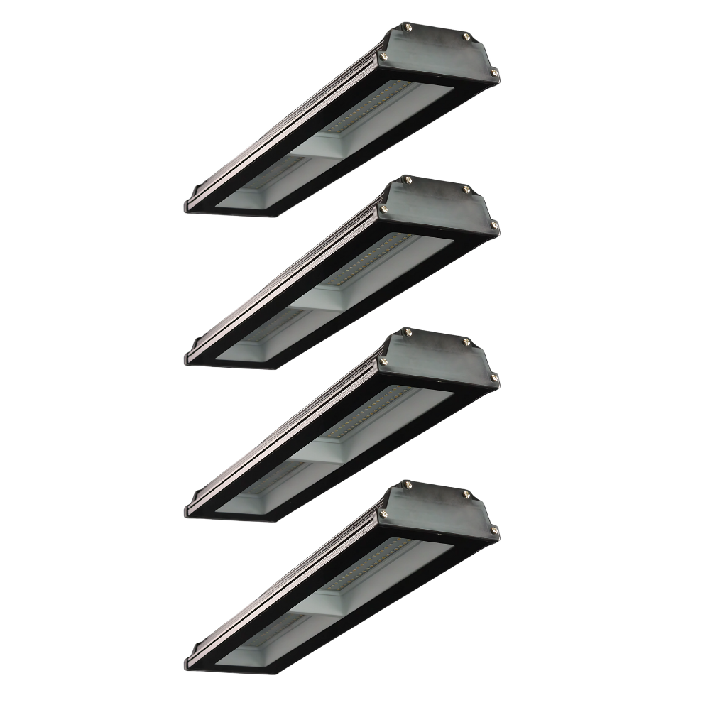 4er Pack LED-Hallenleuchte, linear, 100 W, 10000 lm, 4000 K (neutralweiß), IP65, schwarz