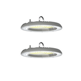 2er-Pack LED-Highbay, Hallenstrahler rund, grau, 100 W, 10000 lm, CCT 3000-6500 K (warm-, neutral-, kaltweiß), IP65