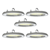 5er-Pack LED-Highbay, Hallenstrahler rund, grau, 100 W, 10000 lm, CCT 3000-6500 K (warm-, neutral-, kaltweiß), IP65