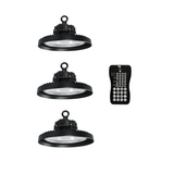 3er-Pack LED-Hallenstrahler, mit Bewegungsmelder, Leistung einstellbar, 100/150/200W, 4000 K (neutralweiß), 17000-34000 lm, IP65, 0-10V dimmbar, inkl Fernbedienung