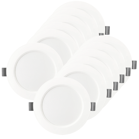 LED Einbauleuchte in Weiß, 6 W, 230 V, IP44-geschützt, 600 lm, Lichtfarbe einstellbar, Ø117x25 mm, Einbaustrahler mit Diffusor, Badezimmer Deckenleuchte