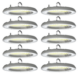 10er-Pack LED-Highbay, Hallenstrahler rund, grau, 100 W, 10000 lm, CCT 3000-6500 K (warm-, neutral-, kaltweiß), IP65