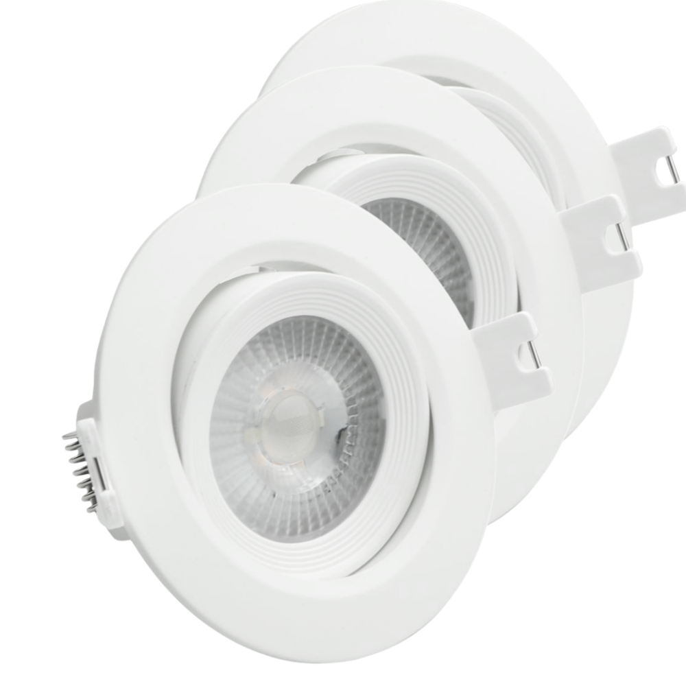 3er Pack LED Downlight 3-step dimming, 5W, 450lm, 38°, IP44, per Wandschalter dimmbar, schwenkbar
